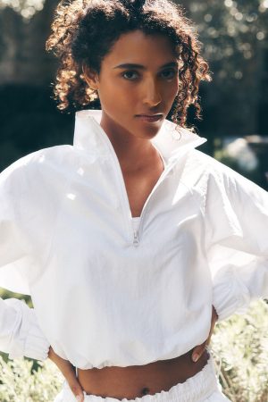 Cropped 1/4 Zip Alumni Pullover - White