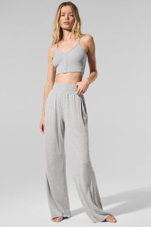 Semi-Sheer Delicate Lounge Flare Pant (Regular) - Athletic Heather Grey
